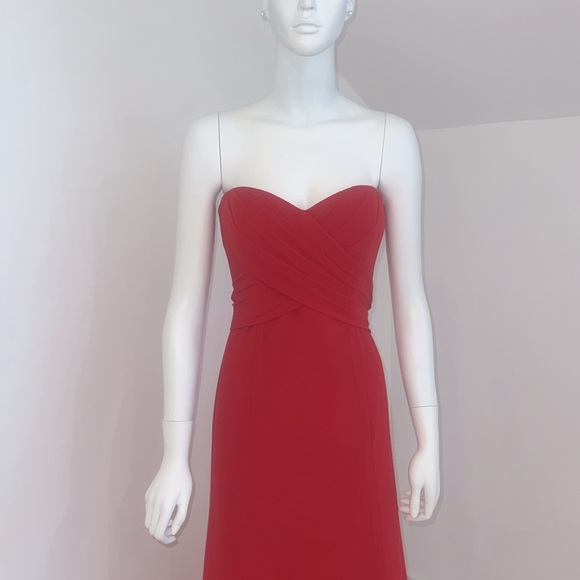 NWT SAMPLE SALE Social for Dessy 8168 Flame(red) size 10 nu-georgette Pristine - Picture 3 of 10